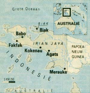kaart van Nieuw Guinea met de plaatsen